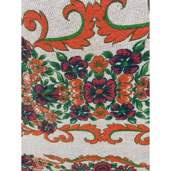 Tablecloth Burlap 46 x 33 Floral Vintage - Picture 3 of 7